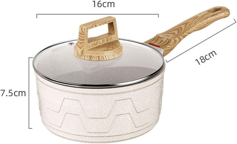 Non Stick Milk Pot Butter Warmer Butter Melting Pot Soup Pot Sauce Pan for Kitchen Induction Cooker Stove Top, White - Image 3