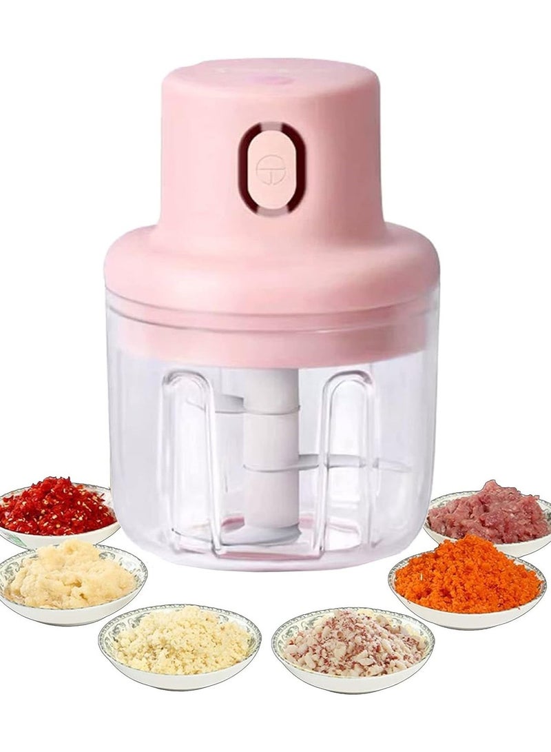 DubaiGallery Electric Mini Chopper with USB - Portable Small Food Processor for Garlic/Chili/Ginger/Onion ( Pink ) Vegetable Chopper  (1 x Electric Garlic Chopper) - Image 1