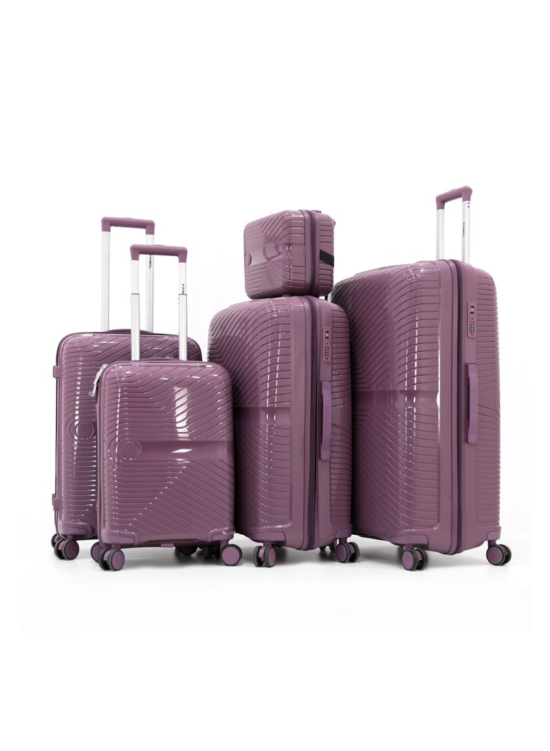 Fancl FANCL 3-Piece Hard-Side Polypropylene Luggage Set – Lightweight, Durable, Spinner Trolley with TSA Lock,Purple (BC-12"S-20",M-24",L-28",XL-32")  - Image 1
