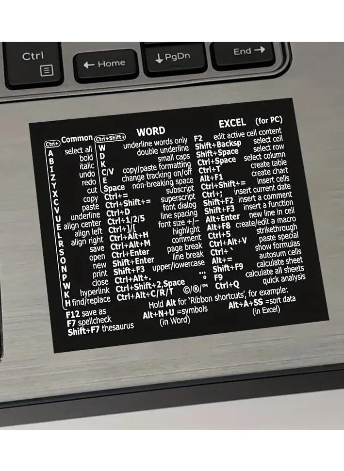 Generic - Waterproof Keyboard Shortcut Stickers for Word/Excel on Desktops & Laptops - Image 1