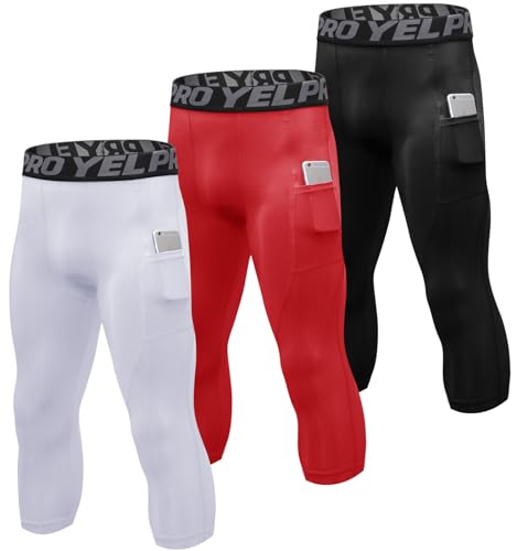 SPVISE Compression Pants Men 34 Length Cool Dry Athletic Workout Running Tights Leggings Capris with Pocket Baselayer Bottom - Image 1