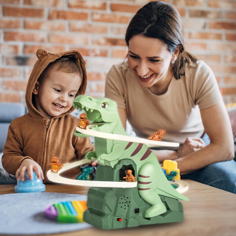 Vingtank Dinosaur Chasing Race Track  Dinosaur Climbing Slide Music Toy  Electric Dinosaur Roller Coaster With Light And Music Electric Race Track Game Fun Track Slide - Image 4