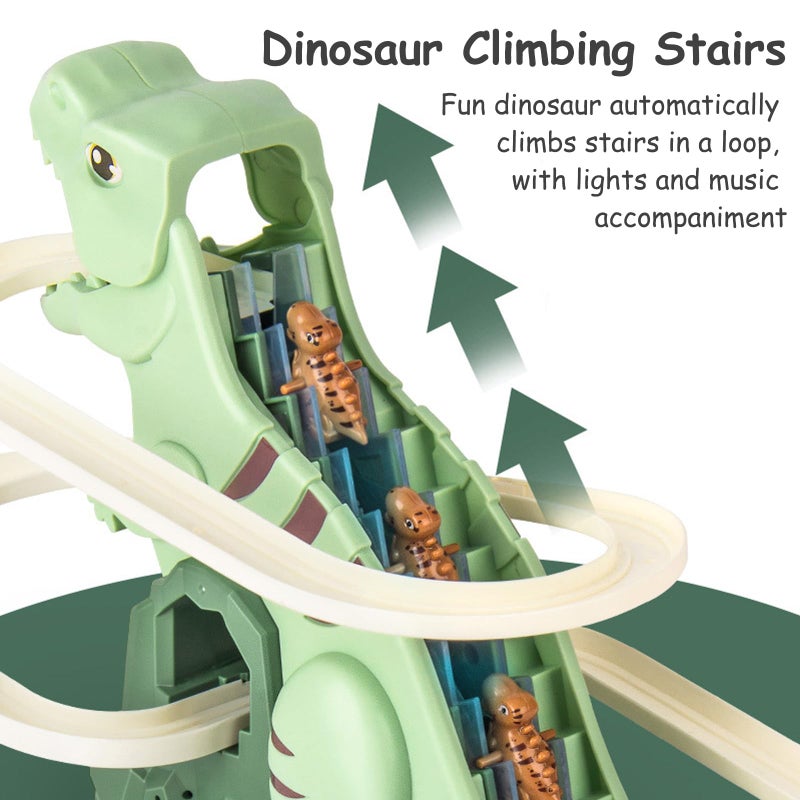 Vingtank Dinosaur Chasing Race Track  Dinosaur Climbing Slide Music Toy  Electric Dinosaur Roller Coaster With Light And Music Electric Race Track Game Fun Track Slide - Image 2