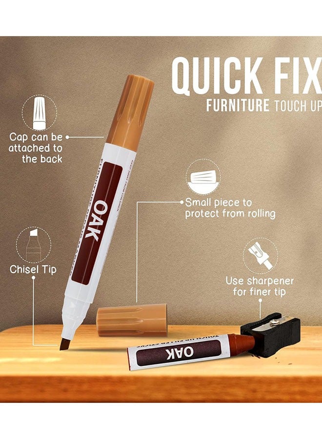 Furniture Repair Kit, 13 Pcs Wood Filler Floor Scratch Repair Kits, Wood Markers and Wax Sticks with Sharpener Kit for Stains, Scratches, Wood Floors, Tables, Carpenters, Bedposts, Touch Ups and Cover Ups - Image 3
