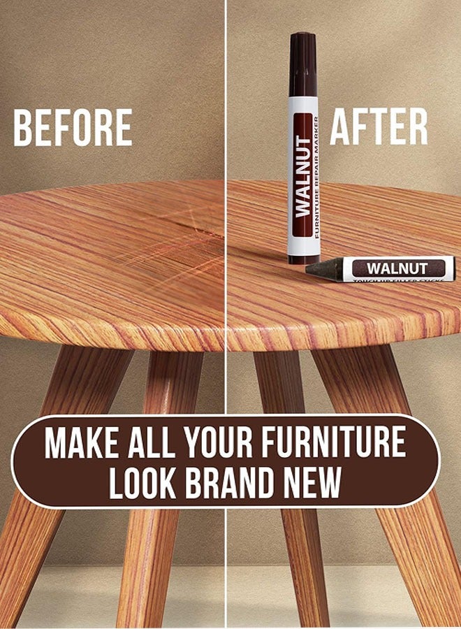 Furniture Repair Kit, 13 Pcs Wood Filler Floor Scratch Repair Kits, Wood Markers and Wax Sticks with Sharpener Kit for Stains, Scratches, Wood Floors, Tables, Carpenters, Bedposts, Touch Ups and Cover Ups - Image 4