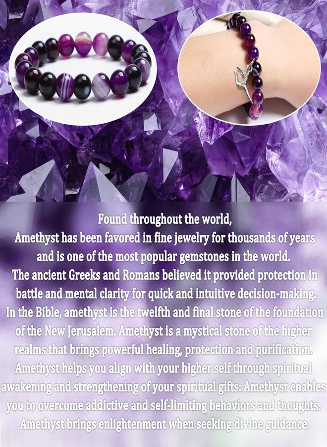PARTNER Gymnastics Pendant Inspirational Birthday Gifts for Women Best Friends Unique Gifts Natural Stone Beaded Bracelets Gymnastics Spirit Jewelry with Meaningful Message Card For Gymnast,Comes Packaged (Purple) - Image 5