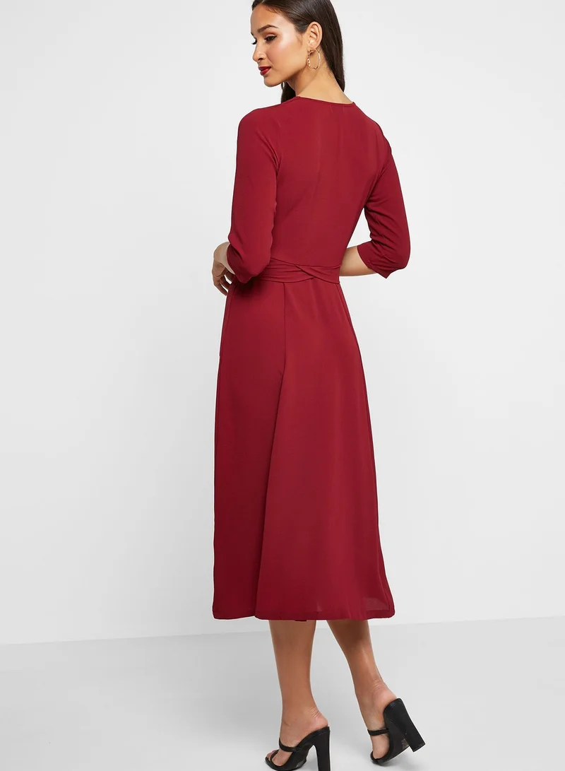 ELLA Wrap Front Midi Dress