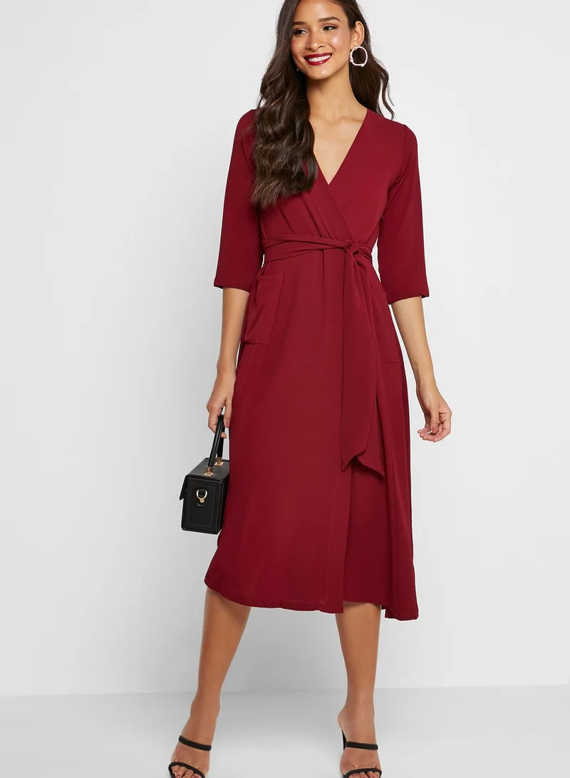 ELLA Wrap Front Midi Dress