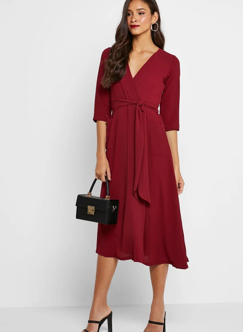 ELLA Wrap Front Midi Dress
