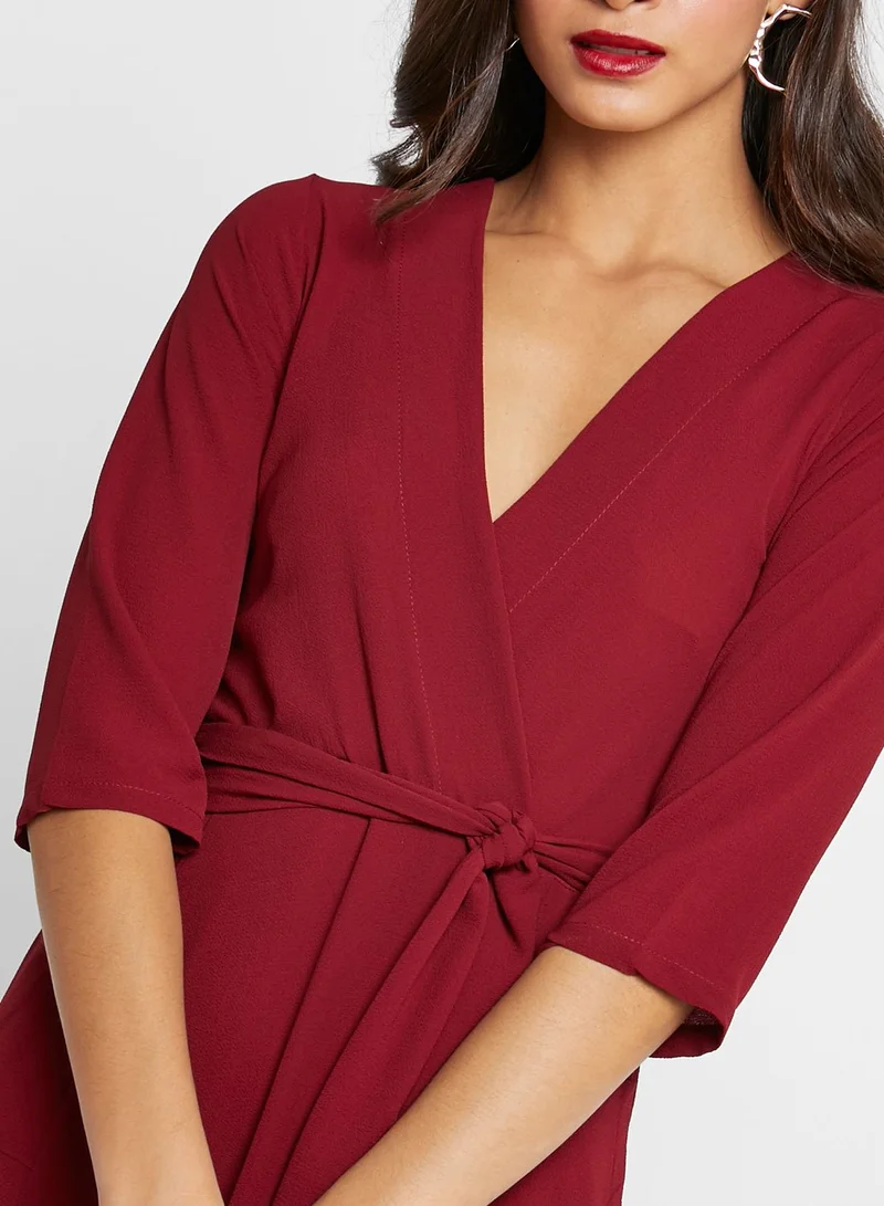 ELLA Wrap Front Midi Dress