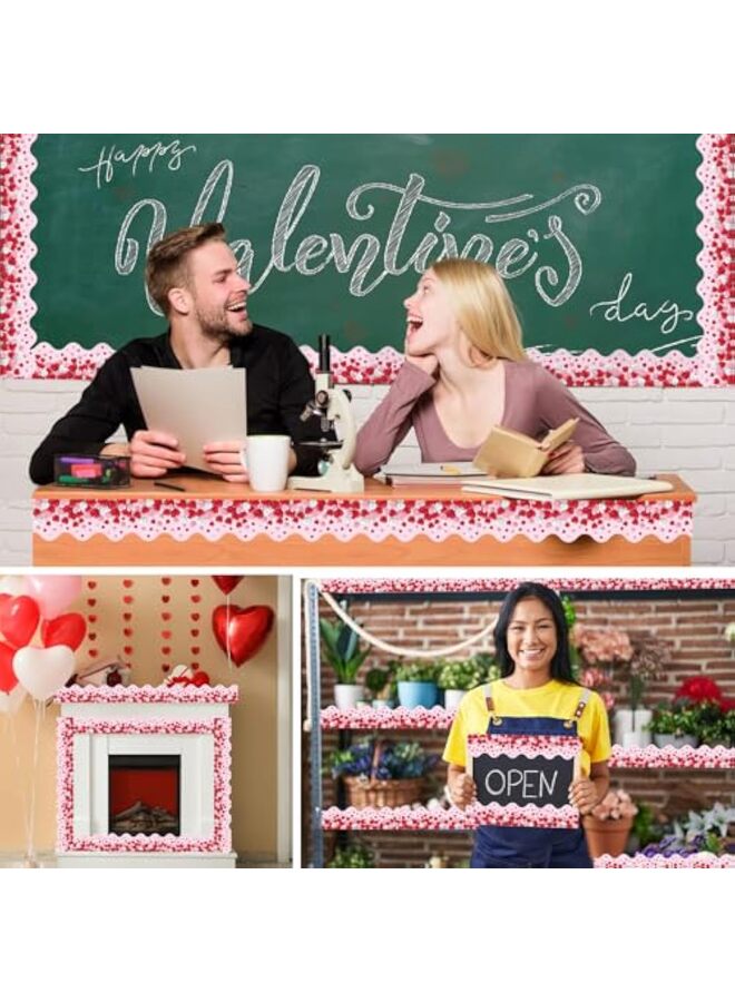 لوحة إعلانات عيد الحب بطول 60 قدمًا مع حافة على شكل قلب وملصقات حائطية على شكل عيد الحب لحفلات الزفاف والذكرى السنوية وحفلات الزفاف - Image 5