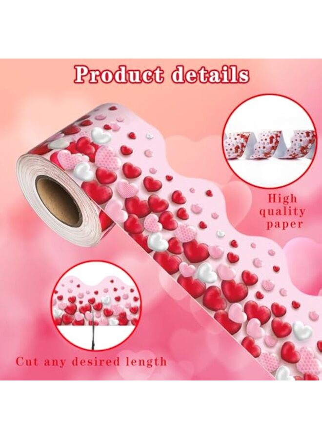 لوحة إعلانات عيد الحب بطول 60 قدمًا مع حافة على شكل قلب وملصقات حائطية على شكل عيد الحب لحفلات الزفاف والذكرى السنوية وحفلات الزفاف - Image 2