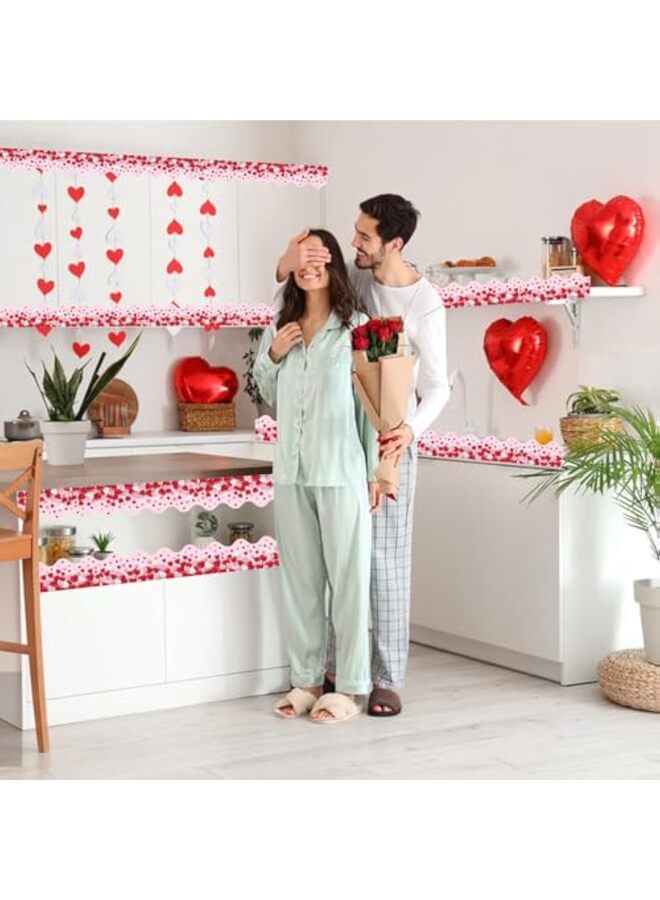 لوحة إعلانات عيد الحب بطول 60 قدمًا مع حافة على شكل قلب وملصقات حائطية على شكل عيد الحب لحفلات الزفاف والذكرى السنوية وحفلات الزفاف - Image 3