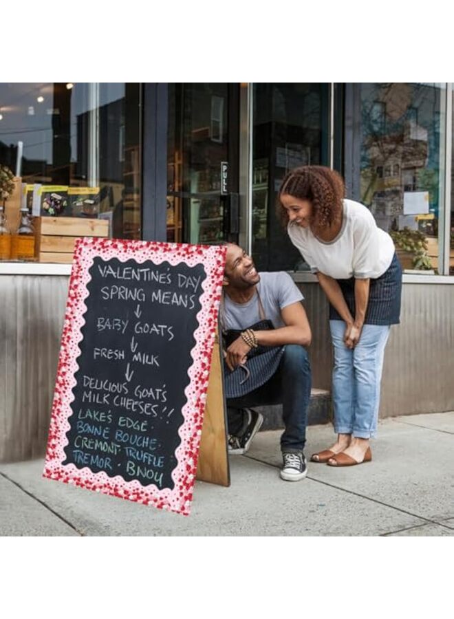 لوحة إعلانات عيد الحب بطول 60 قدمًا مع حافة على شكل قلب وملصقات حائطية على شكل عيد الحب لحفلات الزفاف والذكرى السنوية وحفلات الزفاف - Image 4