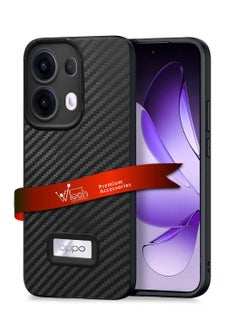Wtech Oppo Reno13 Pro 5G 2024 Liquid Silicone Carbon Fiber Texture Case Cover - Black  - Image 1