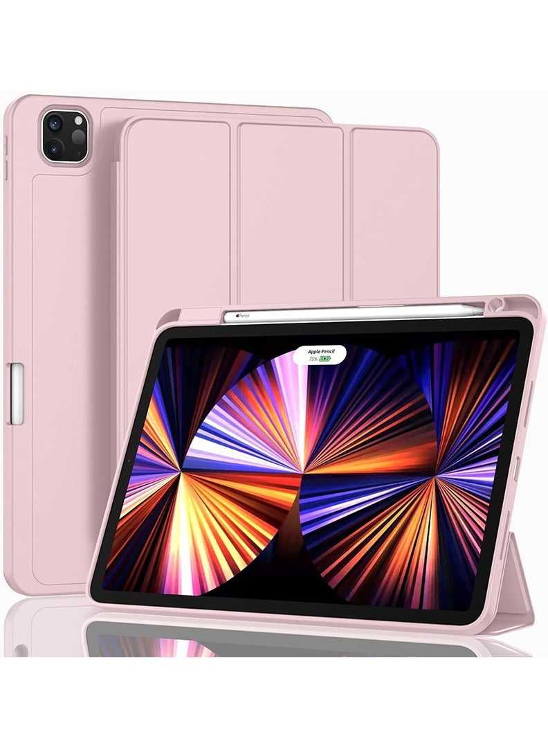 Theodor iPad Pro 11 Inch Case 2022(4th Gen)/2021(3rd Gen)/2020(2nd Gen) with Pencil Holder, Smart iPad Case With Pencil Holder Slim Tablet Cover with Soft TPU Back, Auto Wake/Sleep Pink - Image 1
