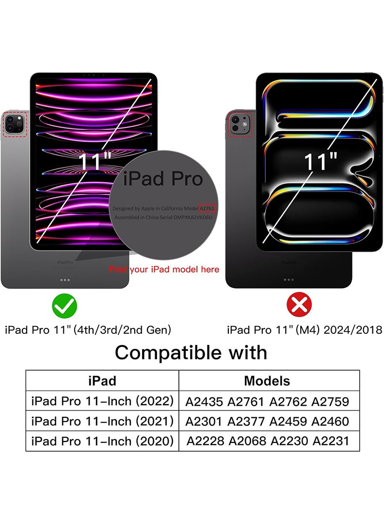 Theodor iPad Pro 11 Inch Case 2022(4th Gen)/2021(3rd Gen)/2020(2nd Gen) with Pencil Holder, Smart iPad Case With Pencil Holder Slim Tablet Cover with Soft TPU Back, Auto Wake/Sleep Pink  - Image 2