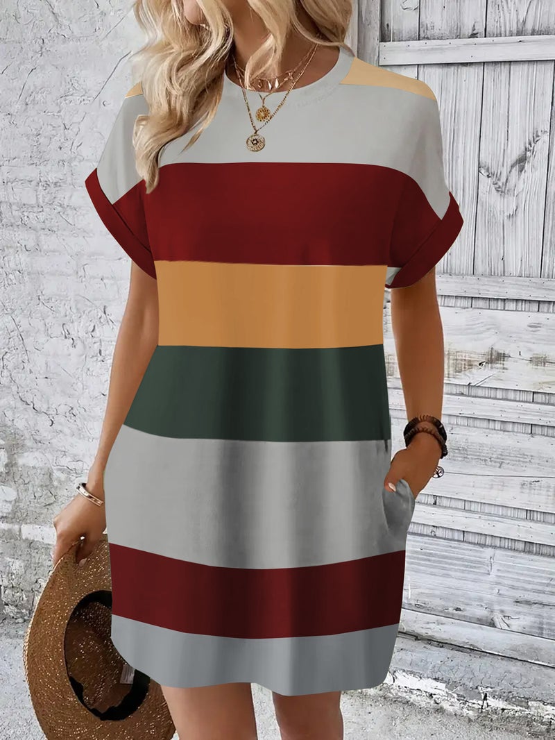 Milk Silk Pullover Round Neck Casual Dress for Women - Image 2