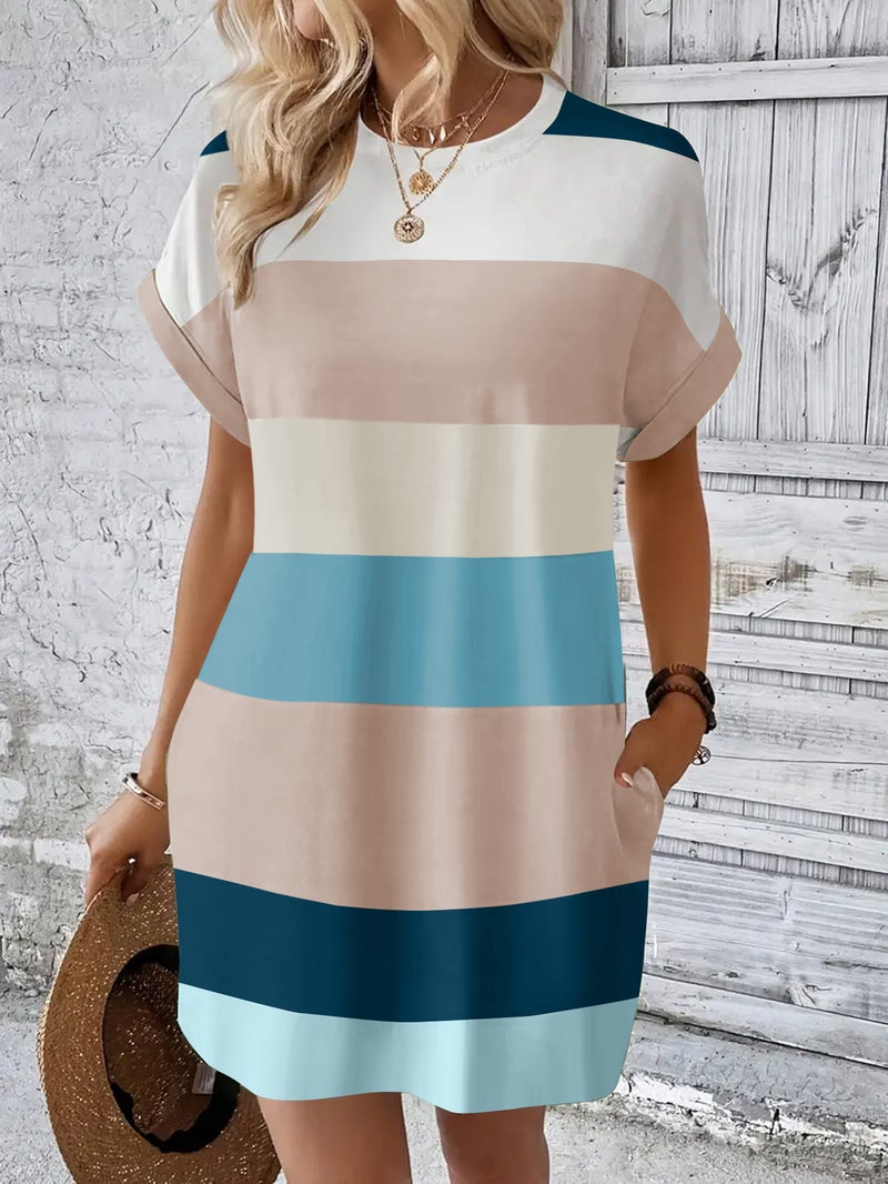 Milk Silk Pullover Round Neck Casual Dress for Women - Image 3