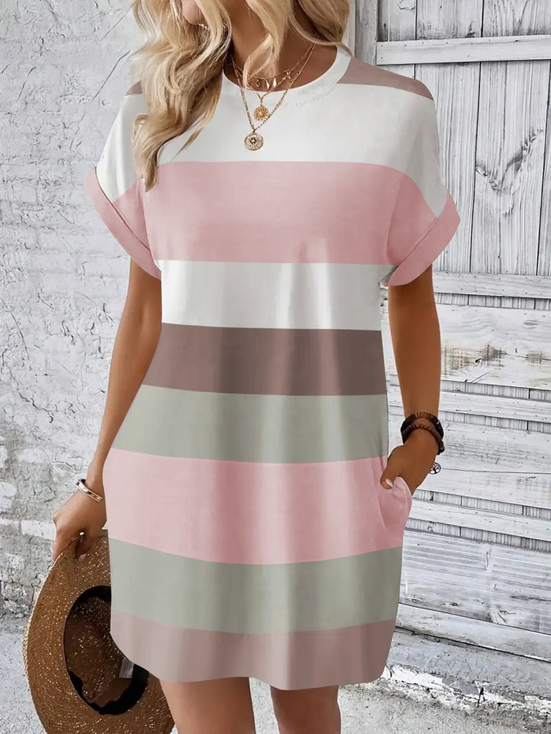 Milk Silk Pullover Round Neck Casual Dress for Women - Image 1