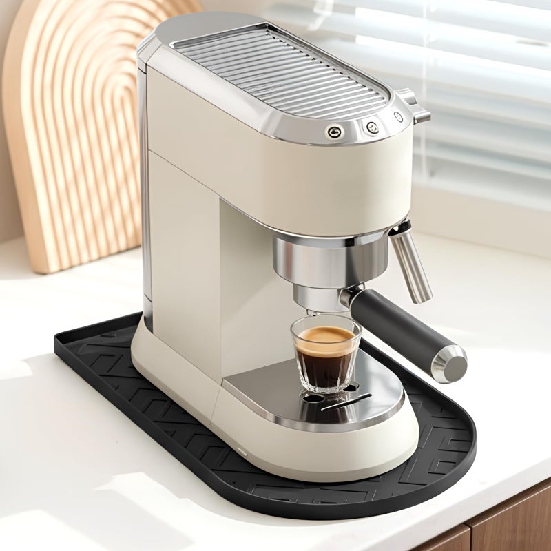 KVRG Silicone Coffee Mat,15.8"x 7.8"in Bar Mat for Countertop,Heat-Resistant,Non-Slip,Leak-Proof,Fit for Coffee Maker/Espresso Machine-Black - Image 1