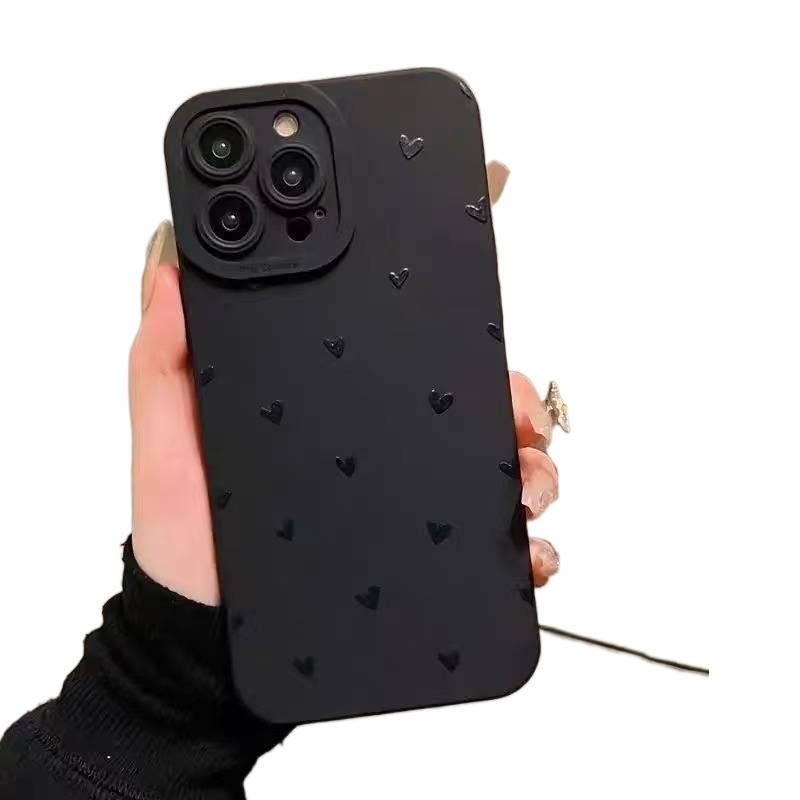 غطاء واقي | أسود | TPU | نقش قلب | مقاوم لبصمات الأصابع | مقاوم للصدمات لـ iPhone 11 - Image 1