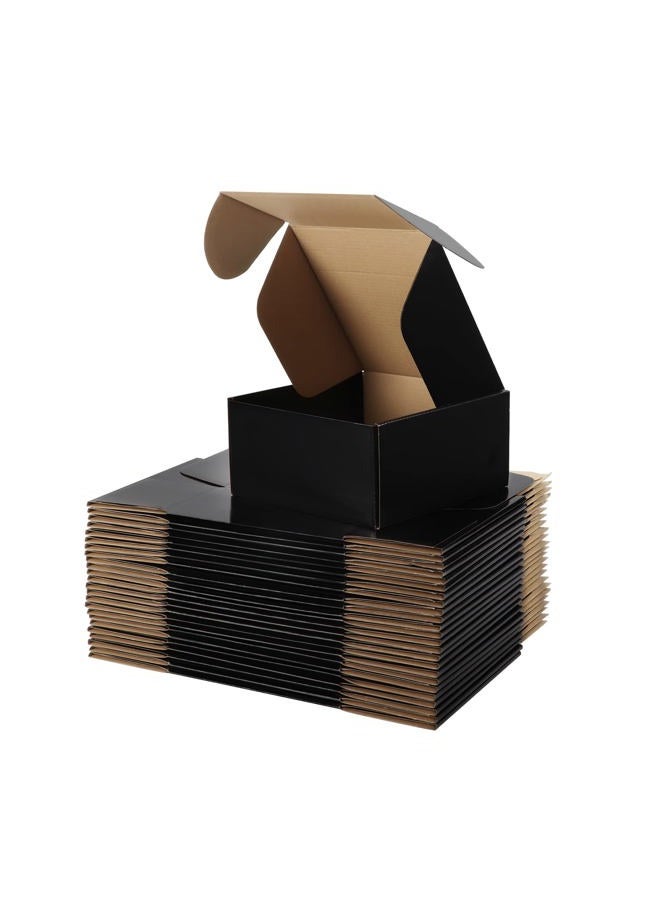 Hoikwo 8x8x4 Inches Small Black Shipping Boxes Set of 25, Sturdy Cardboard Boxes for Small Business for Packaging Mailing - Image 1