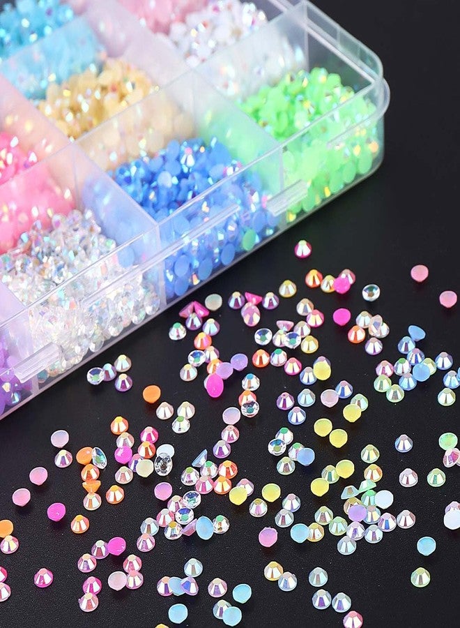 SWEET TREND Colorful Resin Nail Rhinestones Set: Y2K Glitter Gems Nail Art Accessories with Tweezer & Dotting Pen - Manicure Decoration for Women at Home Salon - Image 3