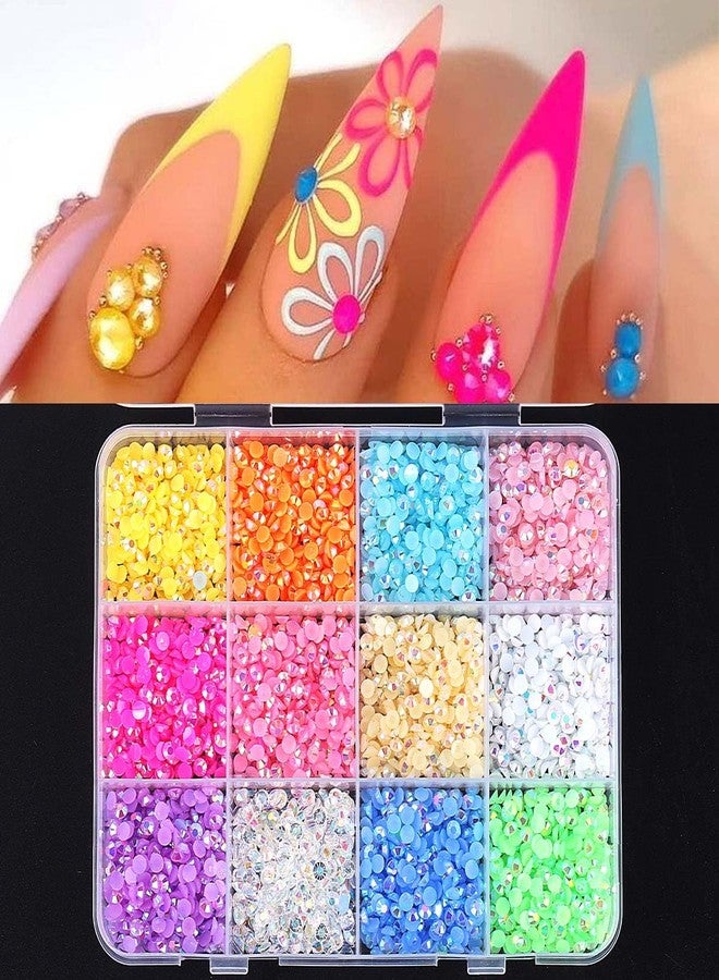 SWEET TREND Colorful Resin Nail Rhinestones Set: Y2K Glitter Gems Nail Art Accessories with Tweezer & Dotting Pen - Manicure Decoration for Women at Home Salon - Image 2