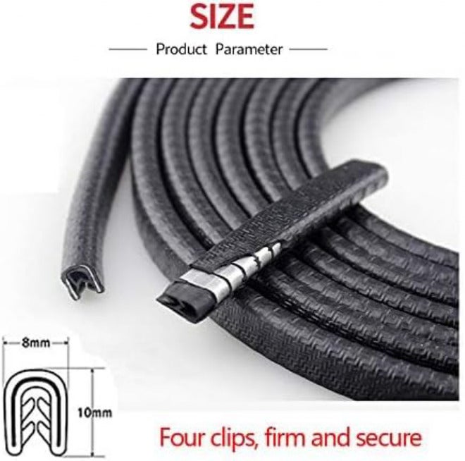 AutoBizarre Black Anti-Scratch Anti-Collision Heavy Duty Edge Guard Door Protection U Shape Edge Trim Rubber Seal Protector Rubber Clips Fit for All Cars - 5 Meters All territory compatible build - Image 5