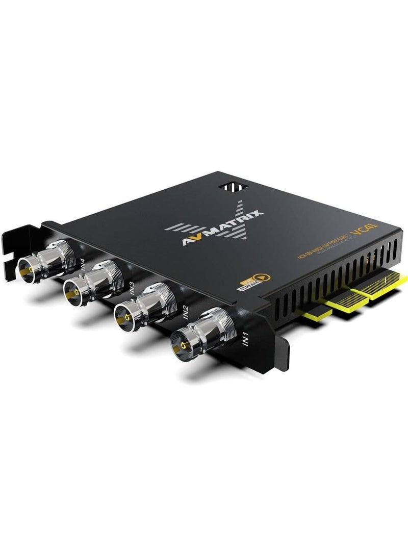 AVMATRIX VC41 1080p 3G-SDI PCIe 4-Channel Capture Card – PCIe 2.0x4, YUY2 Uncompressed Video, 2.5GB/s Bandwidth, Simultaneous Stream & Capture, For Windows & Linux Live Streaming - Image 1
