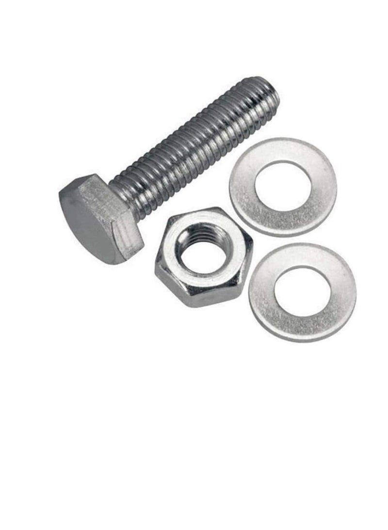 12 pcs Hex Head Screw Bolts Nuts & Washers Fully Thread GI Plain Finish Bolt Set. (18, 40MM)  - Image 3