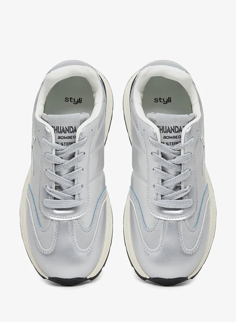 Styli Active  Classic Star Logo Lace Up Sneakers for Women | Best Price UAE
