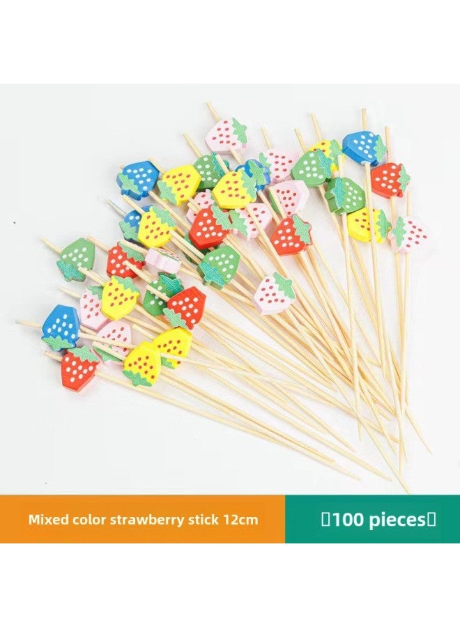 Fruit Stakes Bamboo Stakes Disposable Fruit Fork Hamburger Sushi Stakes Sushi Stakes String Stakes Flower Stakes Sugar-Coated Berry Stakes-Colour:Flamingo 12cm-Specification:100 Pieces  - Image 4
