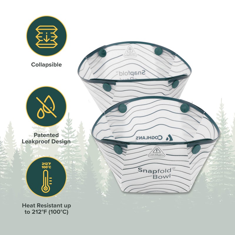 Coghlan's Snapfoldâ„¢ Bowls 2-Pack â€“ Collapsible, Lightweight and Leakproof for Camping, Hiking, Travel, Picnics, and Outdoor Adventures, BPA-Free, Foldable Space-Saving Design for Easy Storage - Image 2