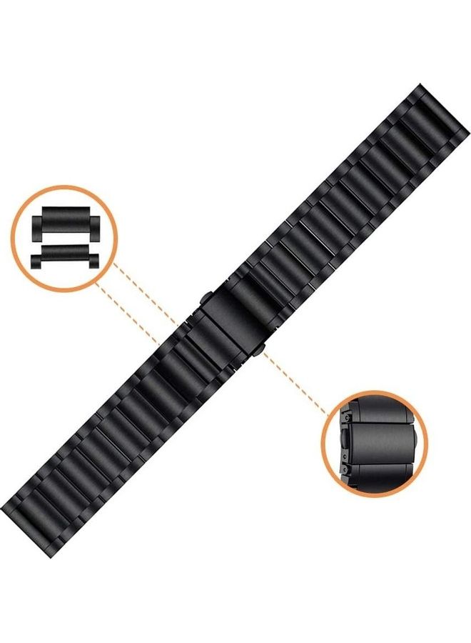 NIBEMINENT Classic Stainless Steel Smartwatch Strap Band For Samsung Galaxy Watch 46mm/Huawei GT2/Gear S3 Frontier/Classic/Honor Magic 2/Fossil 22mm Black - Image 4