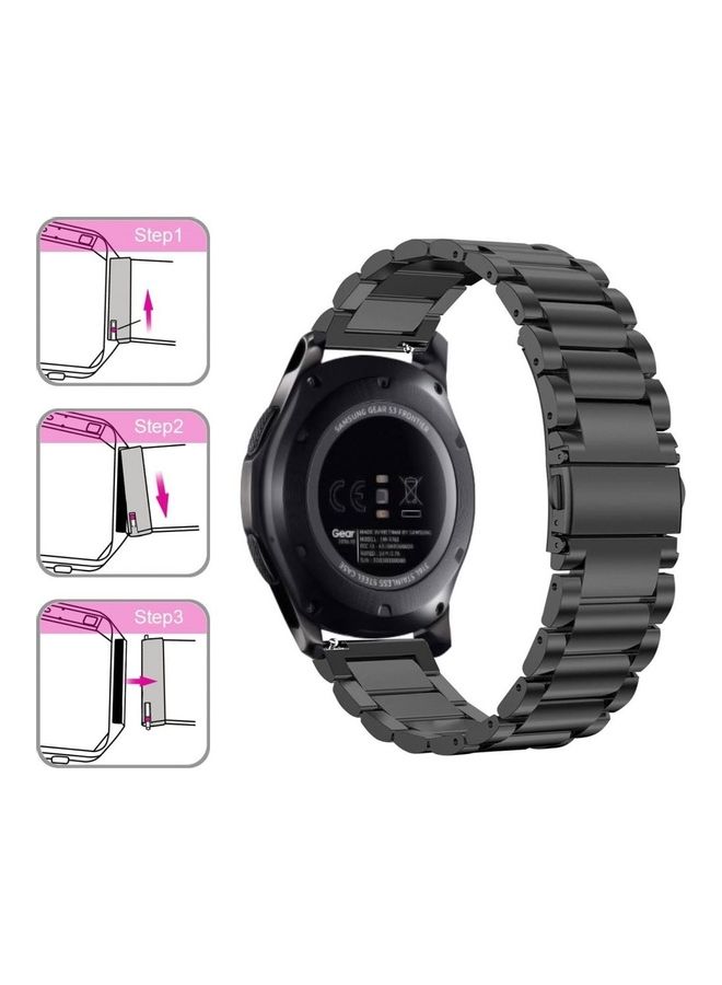 NIBEMINENT Classic Stainless Steel Smartwatch Strap Band For Samsung Galaxy Watch 46mm/Huawei GT2/Gear S3 Frontier/Classic/Honor Magic 2/Fossil 22mm Black - Image 5