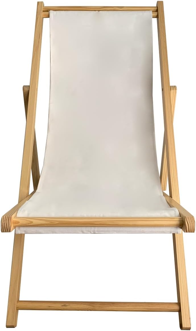 TBACW Patio Lounge Chair Replacement Canvas 47" L x 17" W - Beach Sling Chair Fabric, Indoor Outdoor Use - No Wooden Frame (White) - Image 3
