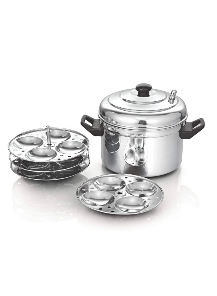 Ayda Idli Cooker Stainless Steel Pressure Steamer 4 Tier Cooking Pot with Handle for 16 idly - Image 1