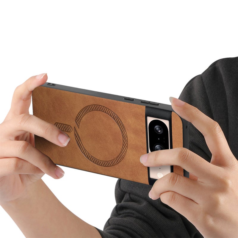 HuHa Case Cover For Google Pixel 9 / 9 Pro Retro Magsafe Magnetic PU Back Cover Phone Case(Brown) - Image 4
