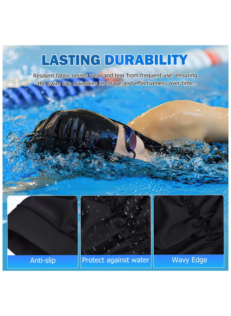 ZERIFAM Swim Cap for Women, 2 Pcs Fabric Swim Caps, Breathable Cloth Pleated Elastic Comfort Swimming Cap for Long Hair Keep Hairstyle  - Image 4