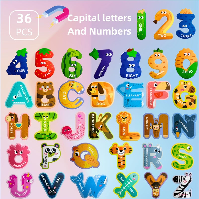 EHR Magnetic Letters and Numbers,Colorful ABC Animal Alphabet Fridge Magnets,Educational Spelling Learning Game Toys for Kids,Toddlers 3 4 5 Years Old (Uppercase Letter+ Numbers) - Image 2