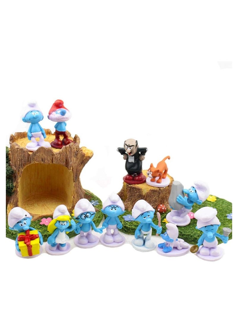 عام السمورف والقرية المفقودة: مصغر حديقة العاديات، ألعاب تماثيل، وديكورات الكعك، تضم 12 شخصية تشمل السمورف الكلاسيكيين والعديد من شخصيات السمورف الجديدة. - Image 1