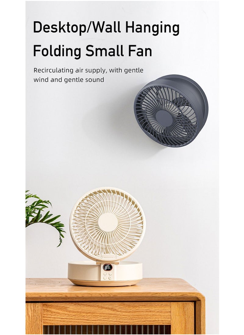 Generic Shaking Head Desktop Folding Electric Fan, Small Wall-Mounted Fan, Creative Night Light Fan With Remote Control, Fan  - Image 3