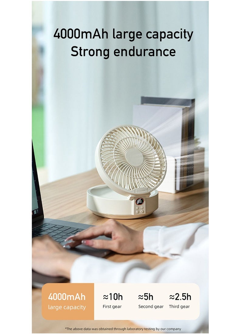 Generic Shaking Head Desktop Folding Electric Fan, Small Wall-Mounted Fan, Creative Night Light Fan With Remote Control, Fan  - Image 5
