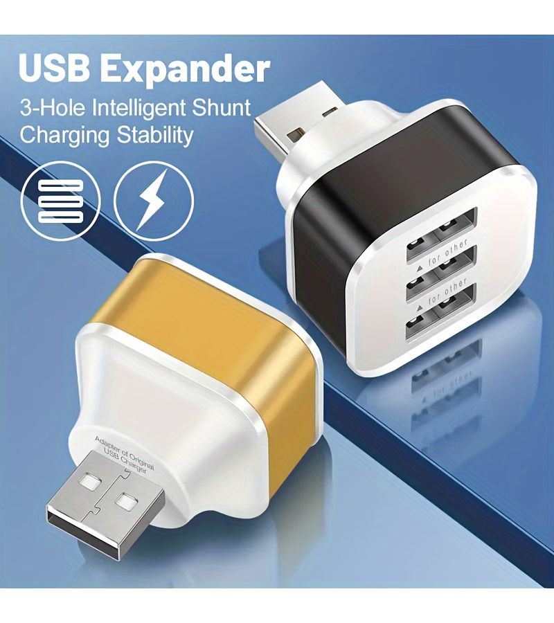 Silver 2 Pack 3 Port USB 2 0 Hub Extender Splitter with Charging Adapter - Image 2