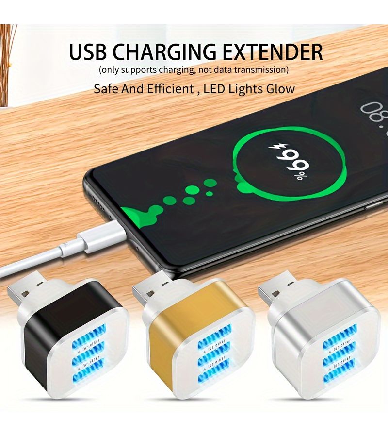 Silver 2 Pack 3 Port USB 2 0 Hub Extender Splitter with Charging Adapter - Image 4
