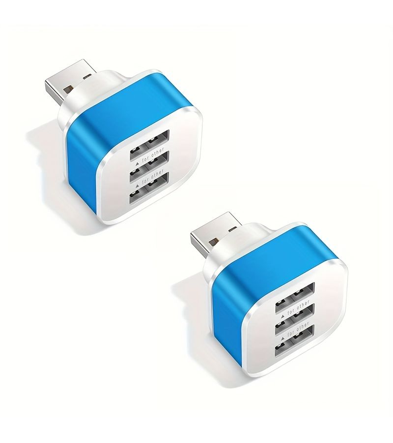 Silver 2 Pack 3 Port USB 2 0 Hub Extender Splitter with Charging Adapter - Image 1