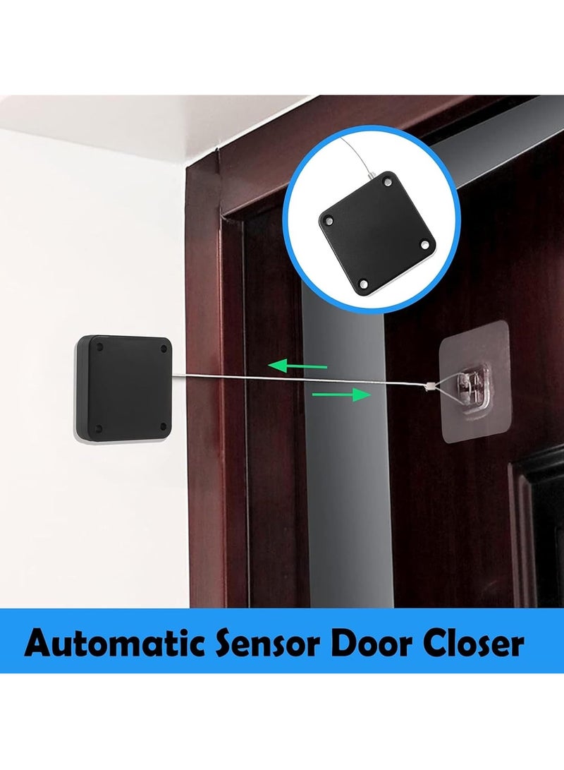 Punch-Free Automatic Sensor Door Closer, 2 Pack Residential Sliding Screen Self-Closing Door With 1200g Tensile Strength Steel Drawstring for Home Office  - Image 3