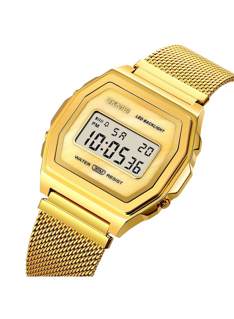 Men's Digital Movement 3Bar Waterproof  Stainless Steel Strap Clock Watch 6081GDGDWT - Image 3